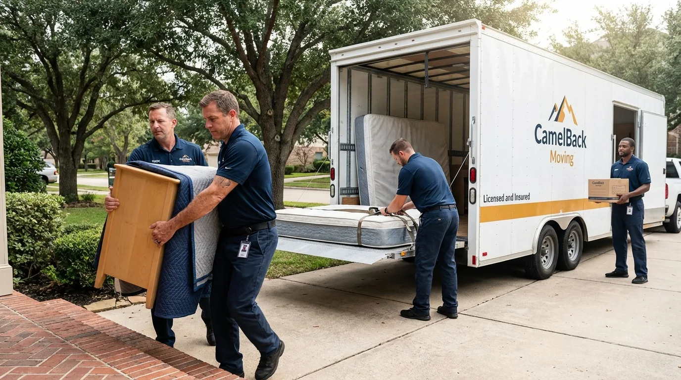 Crew loading residential truck for cross-state move from Nashville, AR